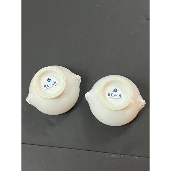 Revol France Lion Head White Porcelain Footed Bowl 11 oz Set of 2 Sugar Trinket - Picture 10 of 13